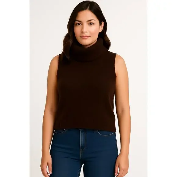 Jessica Simpson Brown Sleeveless Turtleneck Sweater Vest | Women’s M - Picture 6 of 6